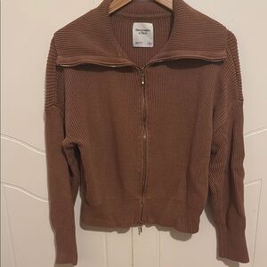 Abercrombie & Fitch Brown Zip-Up Sweater